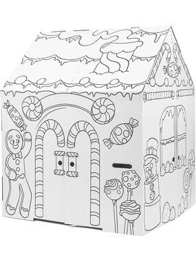 Cardboard Gingerbread House Kids Fort - DIY Indoor Playhouse Tent Art Kit
